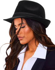 Unisex Classic Manhattan-Gangster-Fedora-Hat Short-Brim Trilby Hat - Women Men W