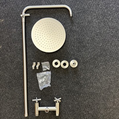 Exposed Pipe Shower Faucet, Double Handle, 1-Spray, 10  Head - Brushed Nickel