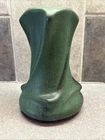 Vintage Weller Arts and Crafts Early Matte Green Spiral Twist Vase 6 1/2" N MINT