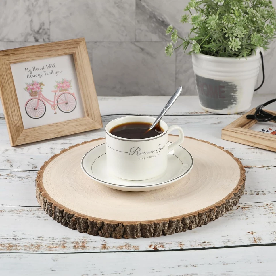 10 piezas grandes rebanadas de madera sin terminar para centros de mesa rondas de madera de 8-9 pulgadas para  Foto 2 de 4