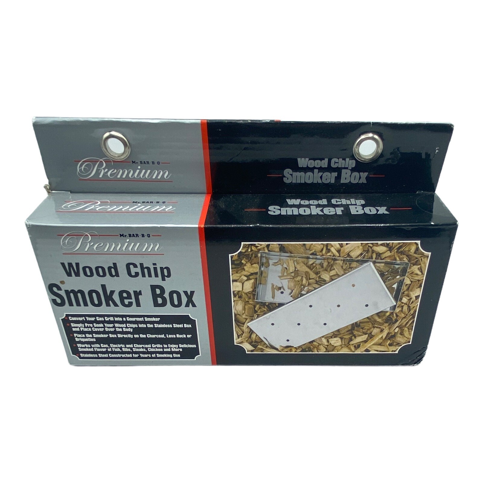 Mr. Bar BQ Stainless Steel Smoker Box Gas Charcoal Electric 
