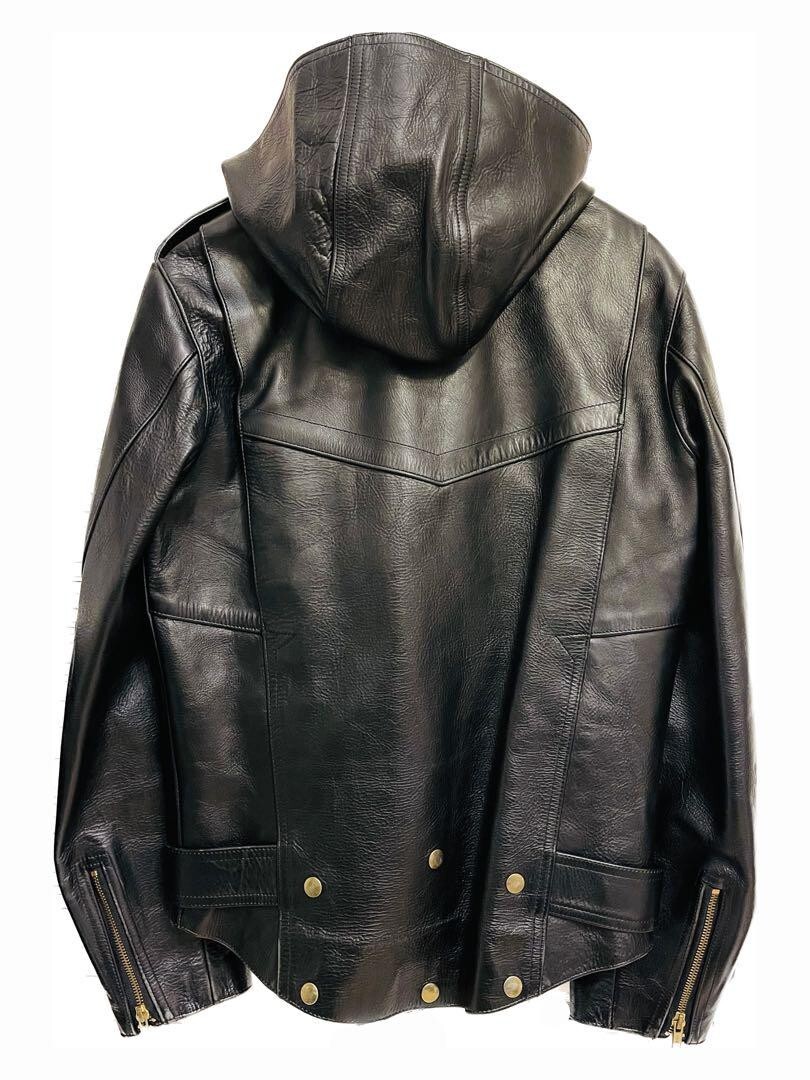 PHENOMENON Hooded Biker Leather Jacket Size M Black Made in Japan PHENOMENON Hooded Biker Leather Jacket Size M Black Made in Japan