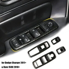 Window Lift Switch Panel Cover Trim for Dodge Charger 11+/Ram 10-17 Carbon Fiber