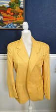 VTG Collection N M Club Neiman Marcus 100 Pure Silk Yellow Blazer Sz 4 Small S