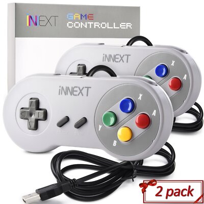 Innext 2X USB Controller für SNES NES Spiele, Classic USB Gamepad für Win PC MAC