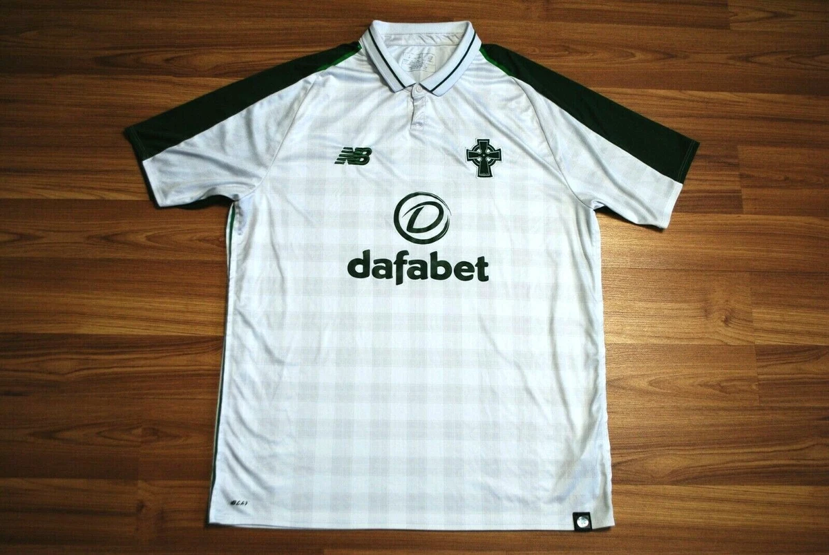 CELTIC 2018-2019 AWAY FOOTBALL SHIRT JERSEY NEW BALANCE SIZE MENS LARGE  WHITE