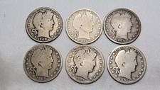 Lot of 6 Barber Half Dollars Good No. 2 - NO Repeated Dates/Mintmark