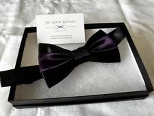 The Bowtie Boutique Mens Pre-tied Bow Tie Black Purple Handmade in Scotland