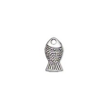 Charm, 100 Antiqued Silver Plated Pewter 14x7mm FISH Charms 