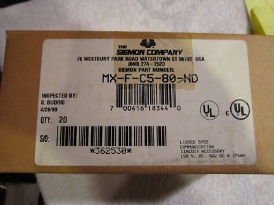 Siemon MX-F-C5-80-ND   Max 5E Tool-less Jack, Flat, Light Ivory 20 PC in box