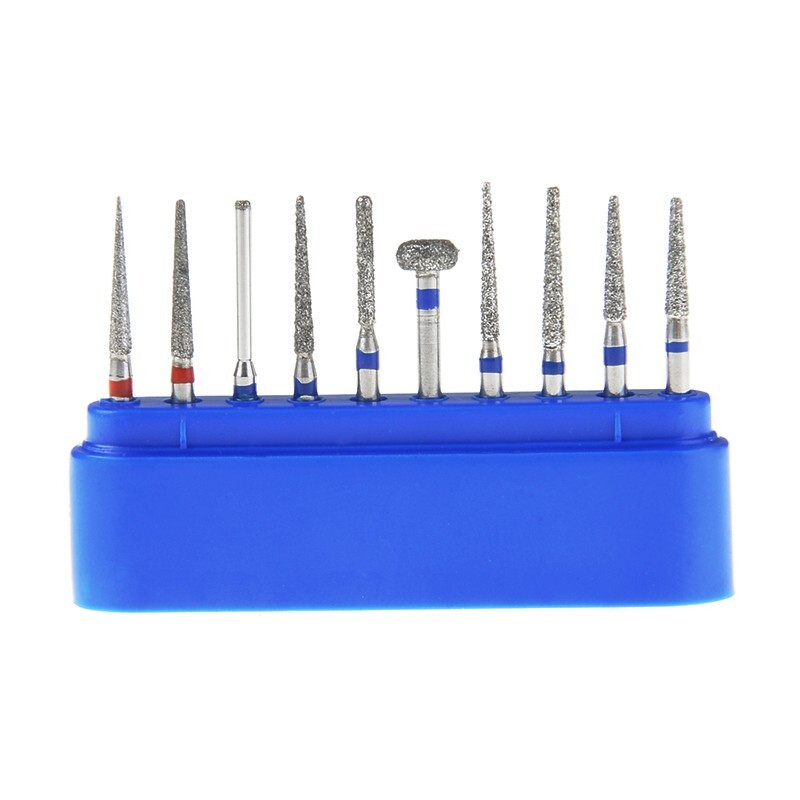 10 unids/set fresas de diamante Dental FG 1,6mm brocas de esmeril de mano de alta velocidad