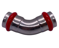 Pressfitting C Stahl 45° Bogen für Heizung Rohr V Kontur 15 18 22 28 mm C-Stahl