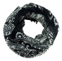 Halstuch In Schwarz Grau Pailsey Gemustert Mit Kleinen Fransen - Gr. 90 X 90 Cm