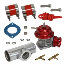 30 PSI Adjustable Turbo Blow Off Valve+Type RS 2.25" Flange Pipe Adapter Kit Red