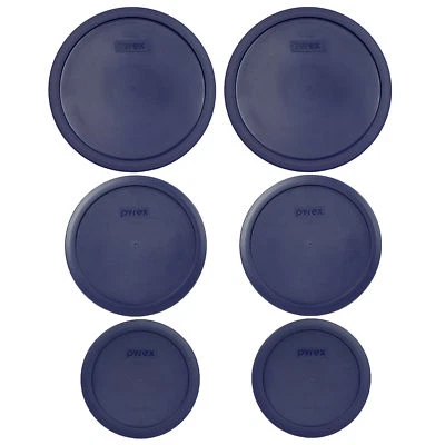 Pyrex (2) 7403-PC (2) 7402-PC and (2) 7201-PC Blue Plastic Replacement Lids