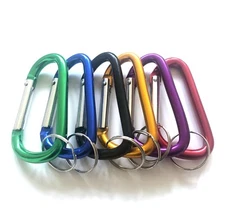 12pc 3" Aluminum Carabiner D-Ring Key Chain Spring Snap Clip Hook Assorted Color