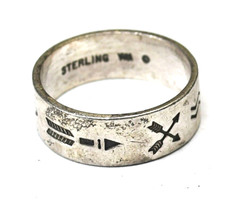 Sterling Silver Vintage Wheeler Arrows Ring 6mm Band Size 5-3/4