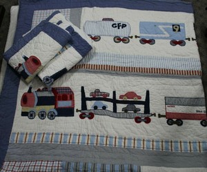 Pottery Barn Kids Trains Auto Loader Quilt Comforter Bedspread