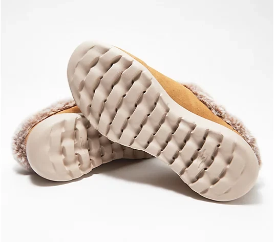 skechers on the go joy suede and faux fur clogs