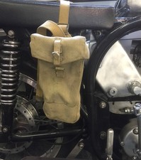 1950s Khaki Motorcycle Tool Or Spares Carrier Army Tool Panniers Vintage [73248]