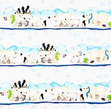 Susybee Burr The Polar Bear Border Stripe Cotton Quilt Fabric By The Yard