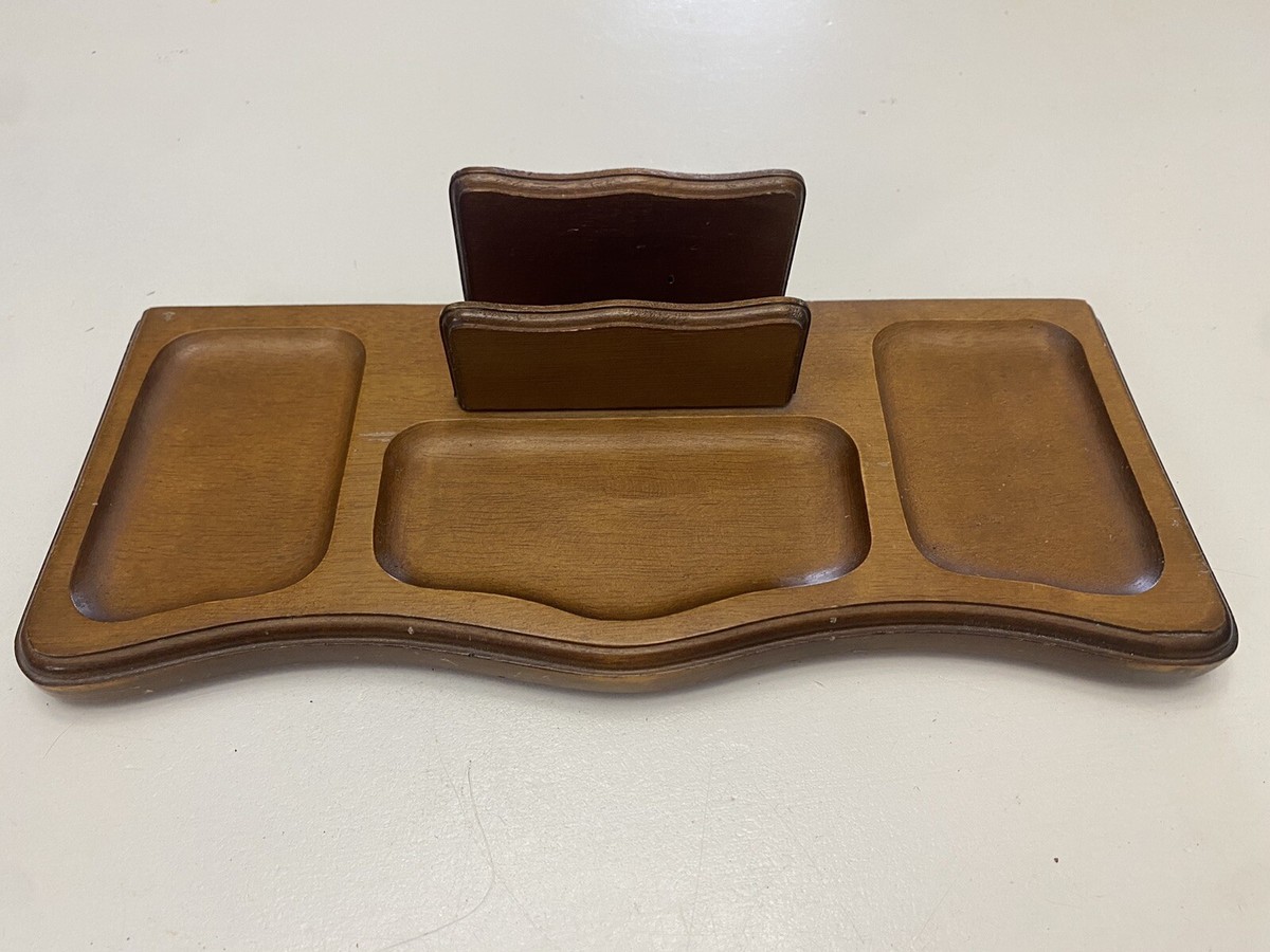 Vintage Men's Wood Dresser Valet With Wooden Letter Holder Has A Few Scratches | eBay Vintage Men's Wood Dresser Valet With Wooden Letter Holder Has A Few Scratches | eBay