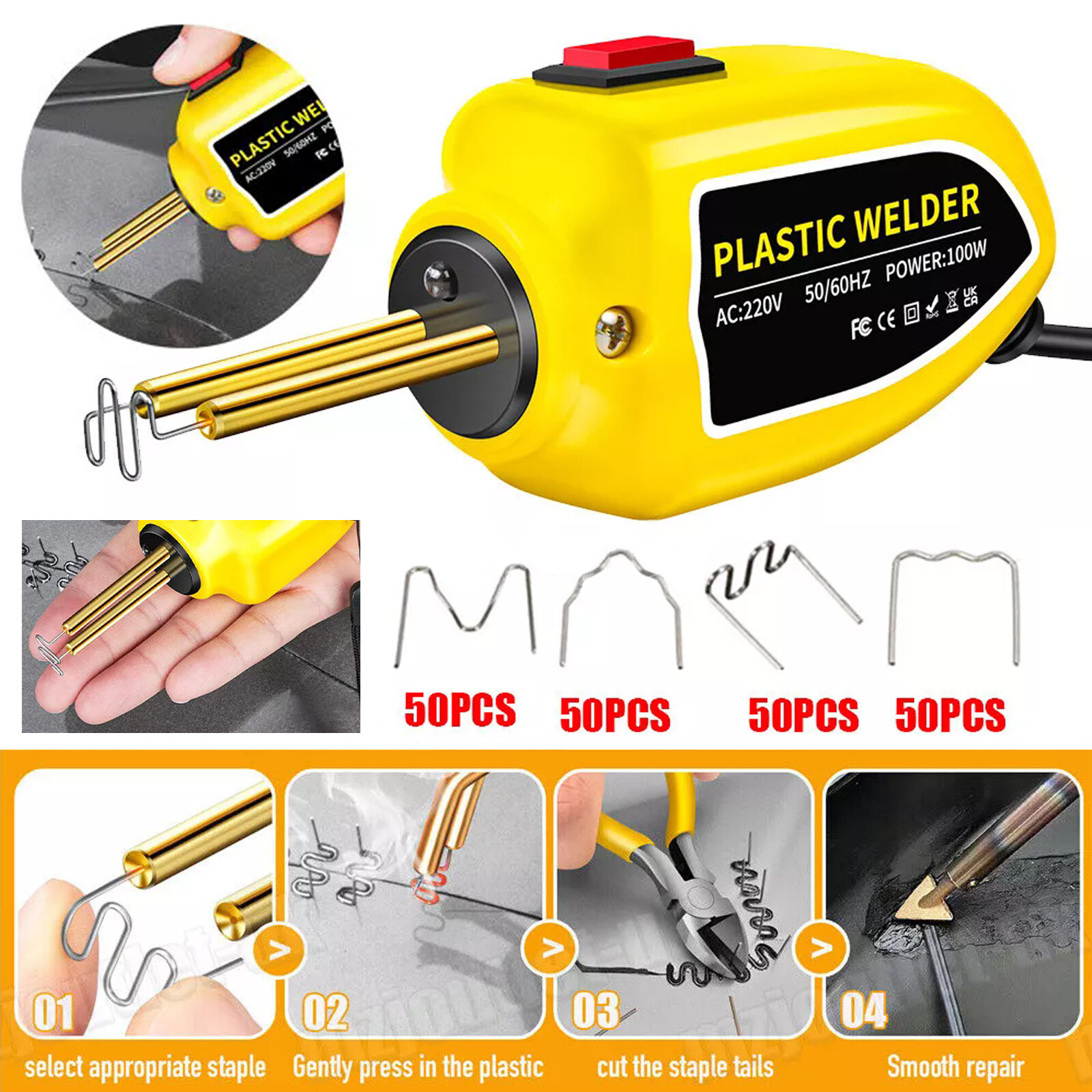 Hot Stapler Plastic Welding Machine 100W Mini Heat Gun Car Soldering Repair Tool-image