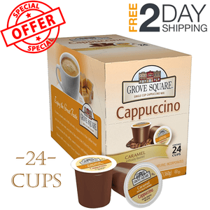 24-Single-Serve-Grove-Square-Cappuccino-Caramel-Cups-Coffee-Pods-Keurig-K-Cups