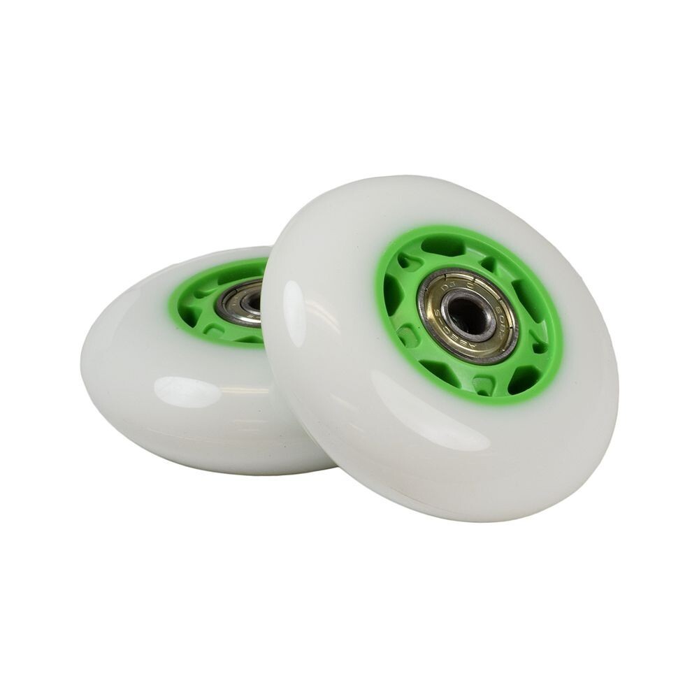 76 mm Wheels for Razor FlashRider & RipRider 360 White Wheel Green Hub