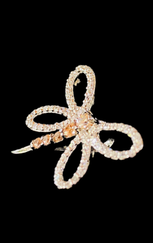 0.25CT Labor Erstellt Diamant Und Citrin Libelle Anhänger 14k Weiß Vergoldet - Bild 4 von 8