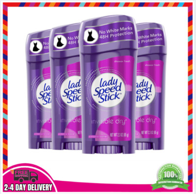 Lady Speed Stick Invisible Dry Antiperspirant, Shower Fresh, 2.3oz, 4 Pack