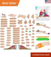 Creative Wooden Train Track Expansion - 68 Pieces, Compatible with Major Sets