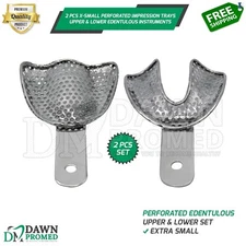 2 Pcs X-Small Perforated Impression Trays Upper & Lower Edentulous Inst German G