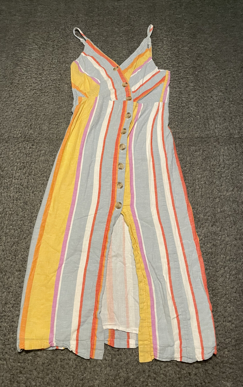 Sandy and Sid Button Down Striped Spaghetti Strap… - image 1