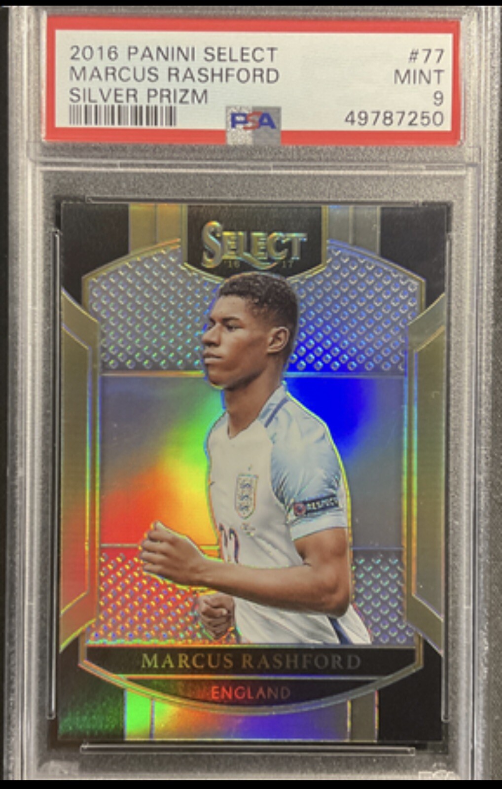 2016 Panini Select Marcus Rashford #77 Silver Prizm PSA 9