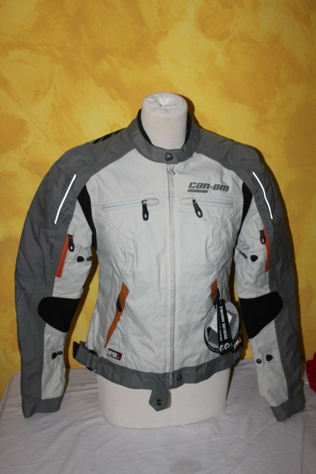 Blouson moto femme Can-Am Caliber S gris coupe-vent imperméable et confortable