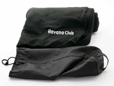 Havana Club flauschige Kuscheldecke schwarz Fleece 1,17m x 1,54m mit Beutel 7839