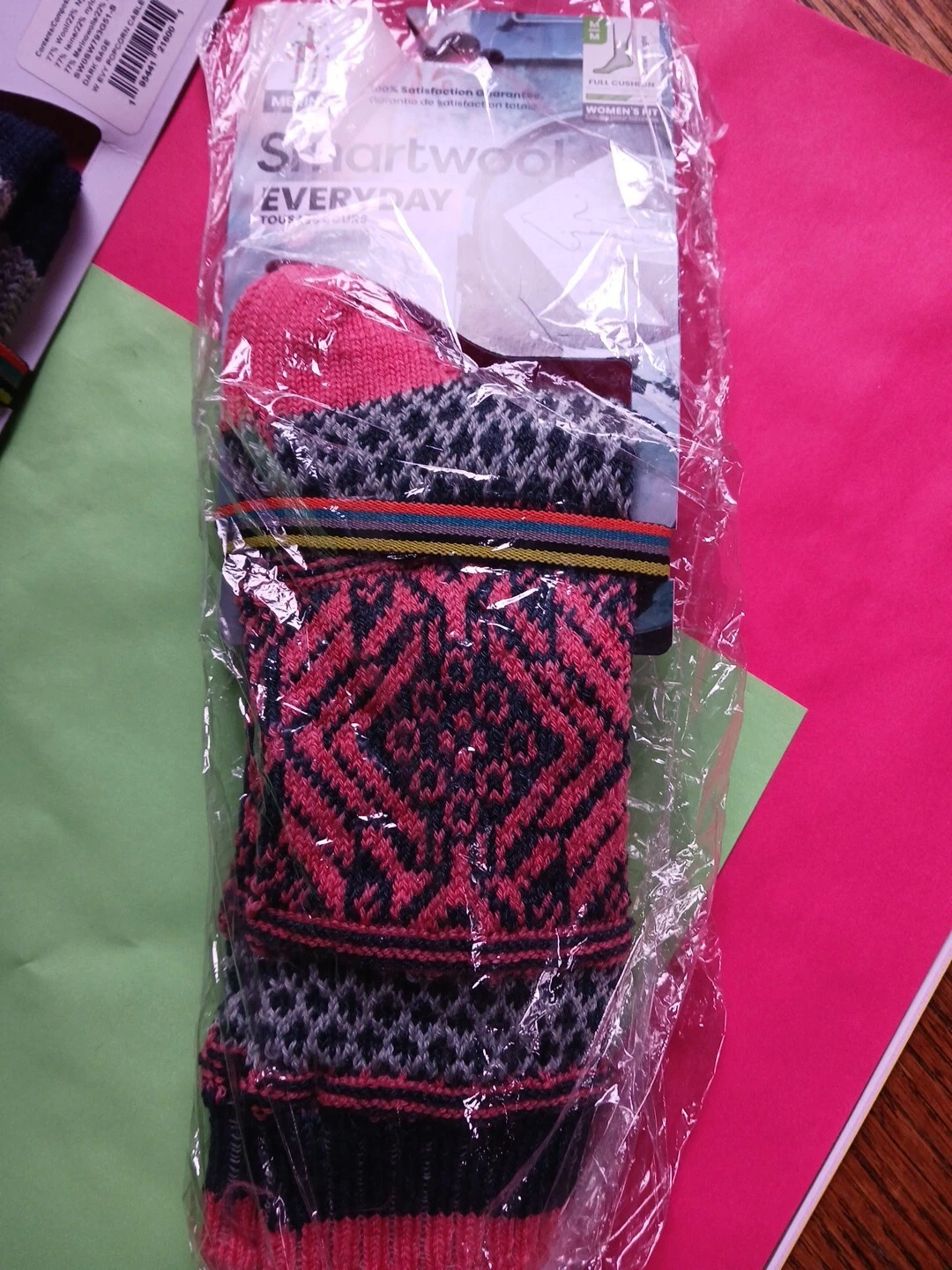 Smartwool socks women Medium Med M merino wool Snowflake Pattern Crew Full Cshn