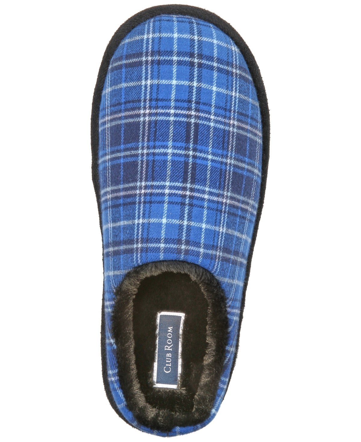 Club Room Mens Plaid Slippers Blue Small 6-7 3690₽