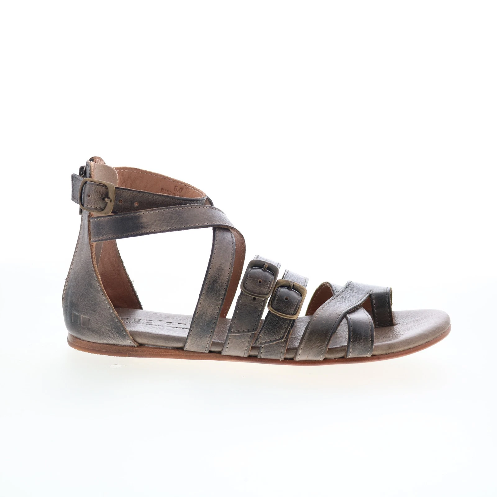 Bed Stu Miya F373046 Womens Brown Leather Zipper Strap Sandals Shoes 6
