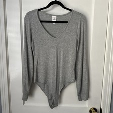 Long Sleeve V Neck Bodysuit Womens Medium Leotard Top