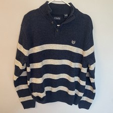 Vintage Chaps Mens Pullover Sweater 100 Cotton XXL Cream Navy Embroidered Logo