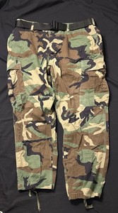 USGI BDU Trousers Size Large-Short w/ Belt Woodland Hot Weather Pants