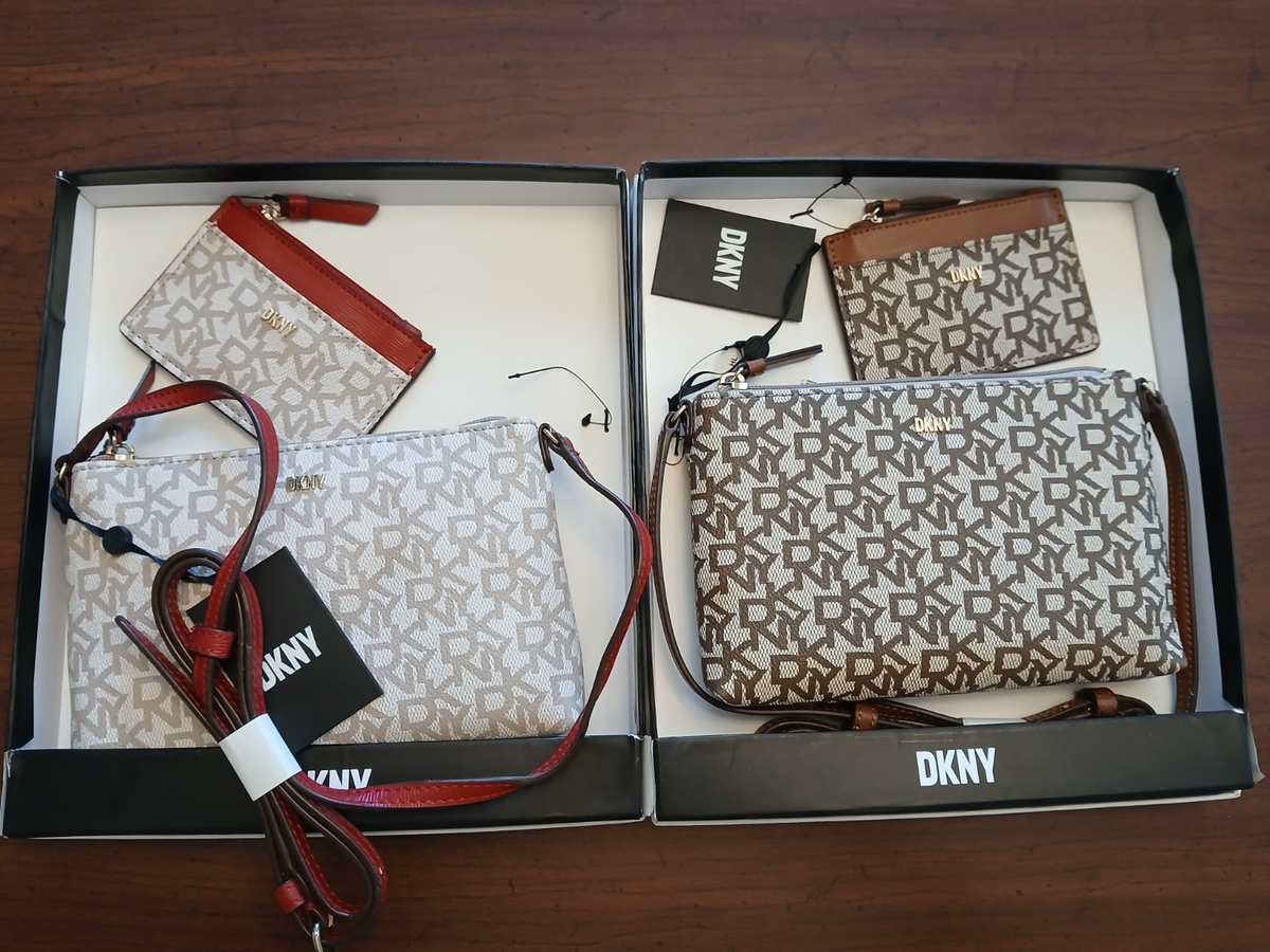DKNY CROSSBODY BAG AND CARD HOLDER GIFT SET Brown MSRP $ 138 New