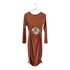 Nasty Gal Geometric Cut Out Midi Dress Long Sleeve size 6 US NWOT