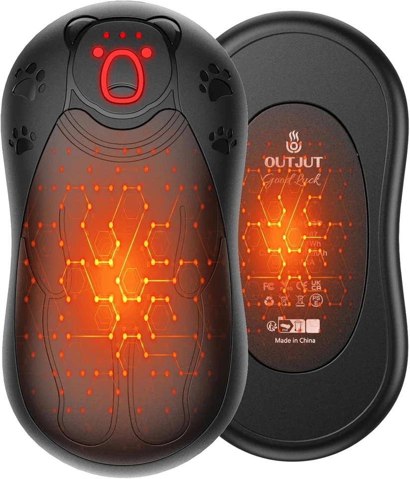 Paquete de 2 calentadores de manos recargables de doble cara de 12000 mAh, calentador de manos eléctrico regalos Foto 3 de 4