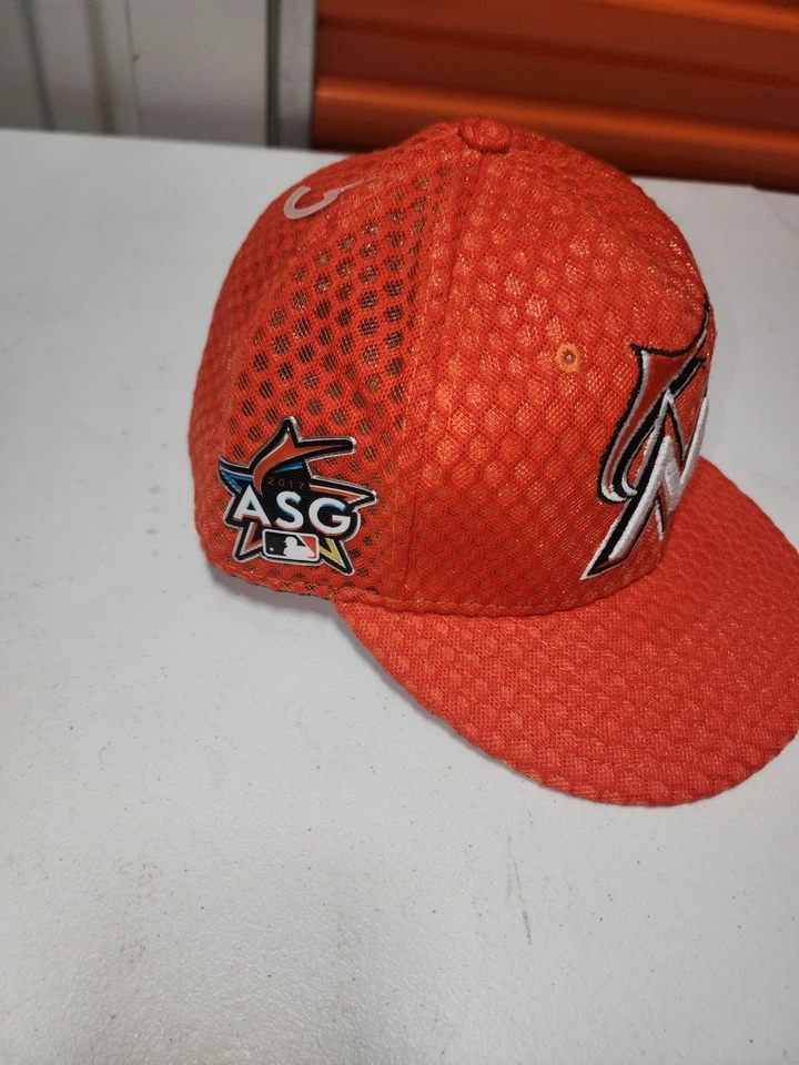 New Era 59Fifty Florida Marlins Mlb Baseball Orange All Star Game 2017  7 1/2 - Image 2 of 4