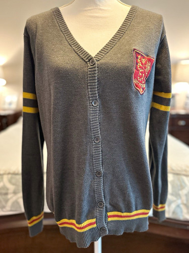 Harry Potter Gryffindor Crest Gray Button-Front Cardigan Sweater