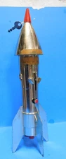 ! VINTAGE BERZAC ASTRO ROCKET MECHANICAL FIRST NATIONAL BANK WORKS GREAT SC !