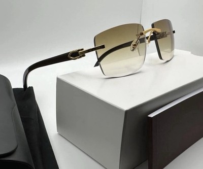 Big C 24K Gold/Brown Hennessy Black Buffalo Horn Buffs Wood Cart ier Glasses
